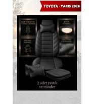 yaris 2026 Koltuk ve Kılıf uyumlu Minder Yastık Siyah Lüks 2 Minder 2 Yastık