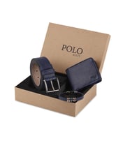 Polo Rucci Kutulu Erkek Bileklik Kemer Cüzdan Hediye Seti SETE-3016-B (Lacivert)