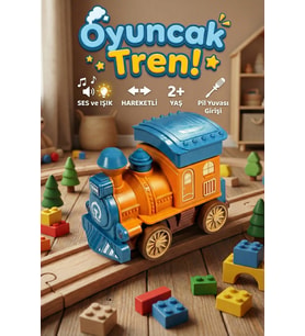 Sesli ve Işıklı Bas Bırak Oyuncak Tren Hareketli Eğitici Lokomotif 2+ Yaş