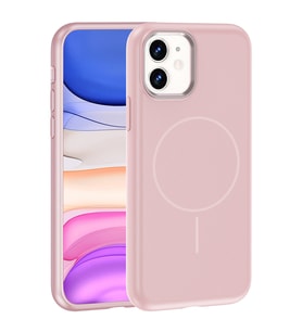 Apple iPhone 11 Uyumlu Kılıf M-Safe Şarj Özellikli Metal Kamera Çerçeveli Zore Edi Silikon Kapak (Rose Gold Altın)