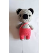 Pembe Tulumlu Şeker Koala Amigurumi Organik Oyuncak