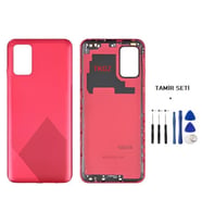 Samsung Galaxy A02S - SM-A025 FULL Kasa Arka Kapak Takım KIRMIZI - TAMİR SETİ