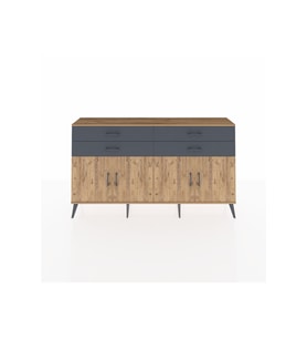 Arges Konsol 2 Raflı 4 Çekmeceli 8 Kapaklı 176x30x99 Çam-Çam/Antrasit