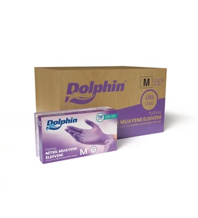 Dolphin Tek Kullanımlık Lila Nitril Eldiven - Muayne Eldiveni Medium Orta Boy - 100'lü 20 Paket