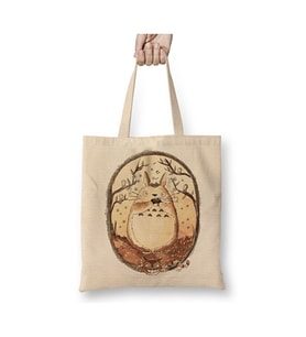 Komşum Totoro Bez Çanta Uzun Saplı Alışveriş Çantası Plaj Çantası (Beyaz)