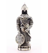 Gümüş Biblo 3 Boyutlu Zırhlı Cevşen Ayetli Asker Polyester Metal Kaplama 24 CM