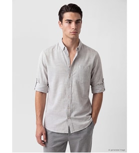 LCWAIKIKI Classic Gri Regular Fit Armürlü Erkek Gömlek