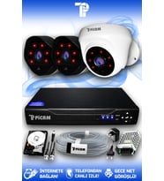 PICAM 3 Kameralı Uzay 1 İç Kamera Set 320 GB HDD Full HD Gece Görüşlü Güvenlik Kamerası Sistemi