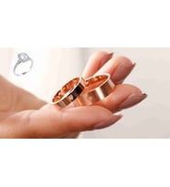 ROSE KALP FİGÜTLÜ GÜMÜŞ ÇİFT ALYANS  / BAGET TEKTAŞ YÜZÜK HEDİYELİ / SEVGİLİLER GÜNÜ