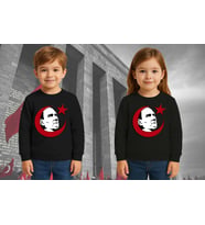 Unisex Ay Yıldızlı 19 Mayıs 29 Ekim 23 Nisan 10 Kasım Atatürk Çocuk 3 İplik Şardonlu Sweatshirt (Siyah)