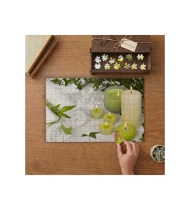 Yeşil Mumlar- Spa- Rahatlama Tasarımı 240 parça Ahşap Puzzle Ahşap Kutuda MP00223