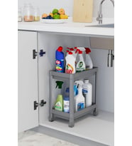 2 Katlı Tekerlekli Düzenleyici Raf Gri, Minihome2katlı