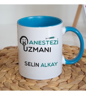 Kişiye Özel İsim Baskılı Anestezi Uzmanı Kupa Bardak Çift Taraflı Kupa Baskı