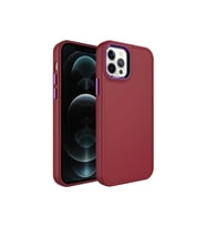Apple iPhone 12 Pro Uyumlu Kılıf Metal Çerçeve ve Buton Tasarımlı Sert Zore Botox Kapak (Koyu Mor)