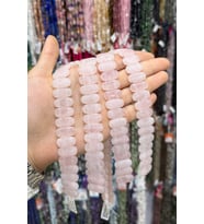 Pembe Kuvars Taşı Oval Kesim Çift Delikli 10x20mm Dizi