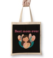 Best Mom Ever Anneler Günü 05 Bez Çanta Uzun Saplı