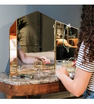 Makyaj Aynası  Masaüstü  Büyük  80x50cm  Pirinç & Gold