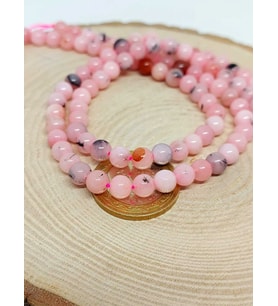 Pembe Siyah Alacalı Opal Taşı YARIM Dizi 6mm (18cm uzunluğundadır)
