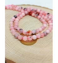 Pembe Siyah Alacalı Opal Taşı YARIM Dizi 6mm (18cm uzunluğundadır)