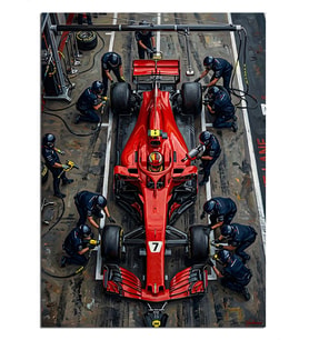 Pit Stop Formula 1 Yarışı Dekoratif Kanvas - Mdf Ahşap Tablo