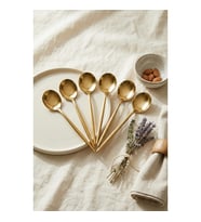 6'Lı Lüks Gold Paslanmaz Çelik Tatlı Kaşığı Seti (16 Cm)
