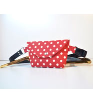 Beyaz Puantiyeli Küçük Mini Bag Bel Çantası (Kırmızı)