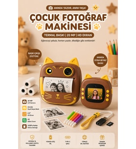 Çocuk Fotoğraf Makinesi Anında Termal Baskılı – 20 MP Çift Kameralı, 2.0” H