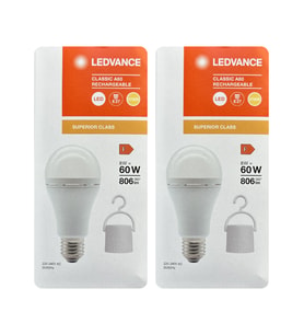 (2 Adet) Ledvance 8W Sarı Işık (2700K) E27 Duylu (Kalın Duy) Şarjlı Ampul