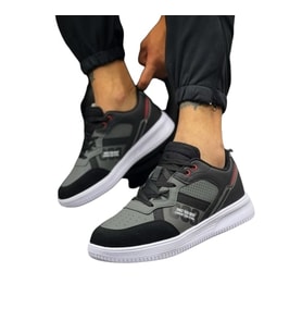 BOULDER 5334 Uniseks Sneaker Spor Ayakkabı FÜME_SİYAH_BEYAZ (Koyu Gri - Siyah - Kırmızı)