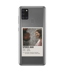 Samsung Galaxy A21S Uyumlu Spider Man Poster Tasarımlı Şeffaf Telefon Kılıfı