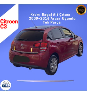 Citroen C3 Krom Bagaj Alt Çıtası 2009-2016 P. Çelik