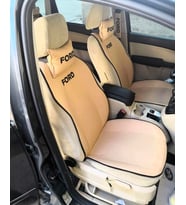 Ford İle UYUMLU Nakışlı Ön İkili Oto Koltuk Minderi 2 Adet Boyun Yastığı 2 Adet Kemer Pedi KREM
