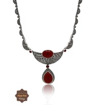 Akik Taşlı Sallantılı Damla Model Markazit Taşlı Gümüş Kadın Gerdanlık 201024271