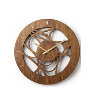 RETICOLO Modern Soyut Ahşap Duvar Saati 40 cm. Ceviz Renk