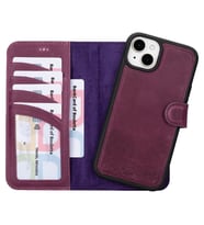 Bouletta Apple iPhone 15 Plus Uyumlu Deri Cüzdanlı Kılıf CZ7 (Mor)