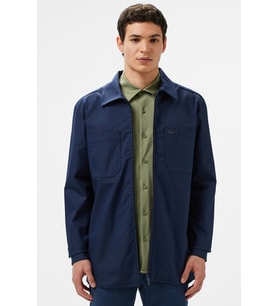Lacoste Men's Regular Fit Full Zip Shirt Tam Fermuar Organik Pamuk Erkek Gömlek Lacivert