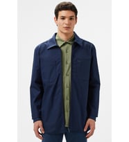 Lacoste Men's Regular Fit Full Zip Shirt Tam Fermuar Organik Pamuk Erkek Gömlek Lacivert