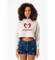 Babymonster Monstiez Beyaz Kırçıllı Kadın Crop Kapşonlu