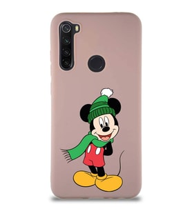 Xiaomi Redmi Note 8 Soft Premier Kapak Mickey Mouse-G Tasarımlı Silikon Kılıf - Pudra (Şeffaf)