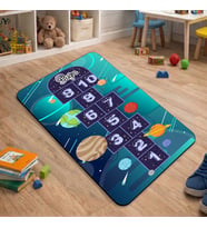 eJOYA Kişiye Özel Uzay Temalı Seksek Tasarımlı Puzzle Keçe Halı 116277
