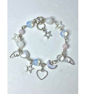 Vintage opal aytaşı doğaltaş bileklik (Mavi-Pembe)