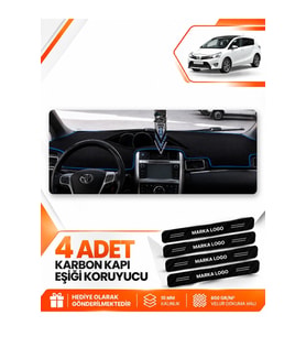TOYOTA VERSO (2009-2018) Uyumlu Ön Torpido Koruma Kılıfı Halısı - Siyah Mavi