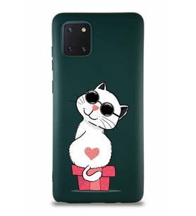 Samsung Galaxy Note 10 Lite Soft Premier Kapak Coolcat Tasarımlı Silikon Kılıf - Yeşil (Şeffaf)