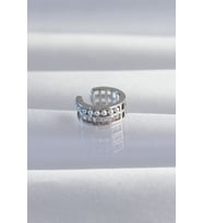 Pirinç Gümüş Renk İncili Baget Taşlı Earcuff Küpe - TJ-BKP9338