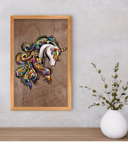 BK Home Unicorn Dekoratif Retro Ahşap Tablo-1