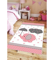 Pembe Kaymaz Tabanlı Filli Bebek Halıları Bebek Halısı KD19