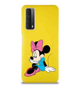 Huawei P Smart 2021 Soft Premier Kapak Minnie Mouse-E Tasarımlı Silikon Kılıf - Sarı (Şeffaf)