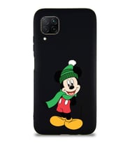 Huawei P40 Lite Soft Premier Kapak Mickey Mouse-G Tasarımlı Silikon Kılıf - Siyah (Şeffaf)