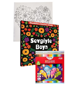 Sevgiyle Boya Büyüklere Boyama Kitabı Fatih 24 Renk Kuru Boya 1 Adet Ema Boyama Kitabı Büyükler İçin Mandala Yaratıcı Boyama