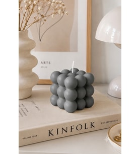 Bubble Mum - Mumelia Candles Doğal Soya, El Yapımı, Dekoratif - Gri